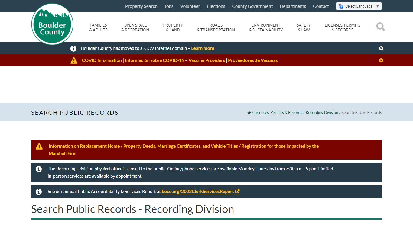 Search Public Records - Boulder County
