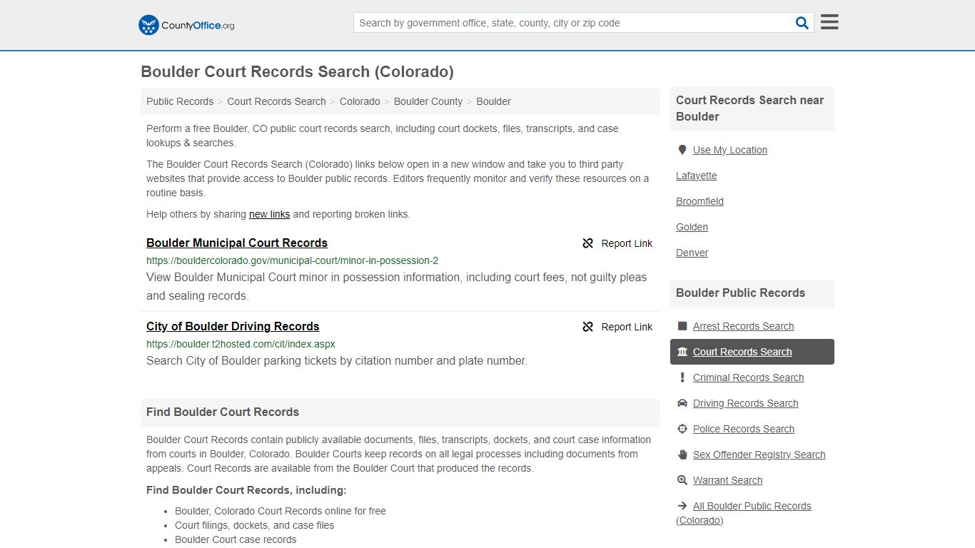 Boulder Court Records Search (Colorado) - County Office